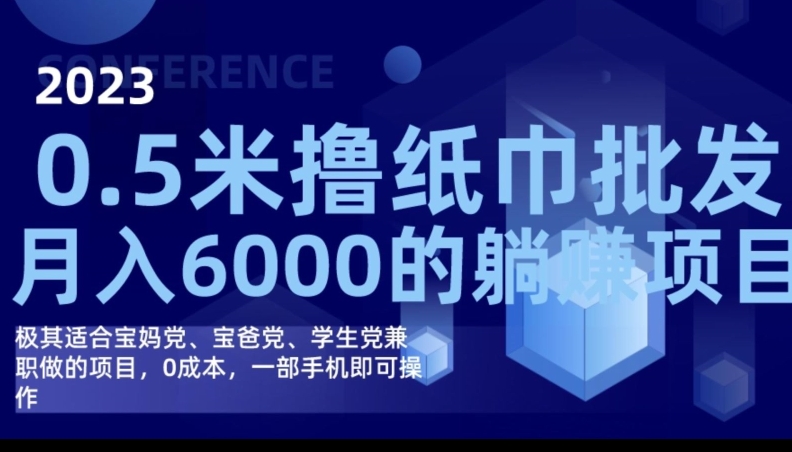 2024最新0.5米撸纸巾批发，月入10000的躺赚项目，0成本，一部手机即可操作-独家科技资源网