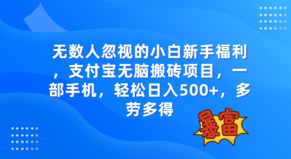 无数人忽视的项目，支付宝无脑搬砖项目，一部手机即可操作，轻松日入500+-独家科技资源网