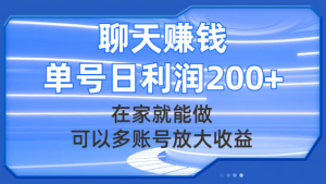 聊天赚钱，在家就能做，可以多账号放大收益，单号日利润200+-独家科技资源网