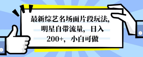 最新综艺名场面片段玩法，明星自带流量，日入200+，小白可做-独家科技资源网