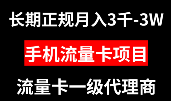 手机流量卡代理月入3000-3W长期正规项目-独家科技资源网