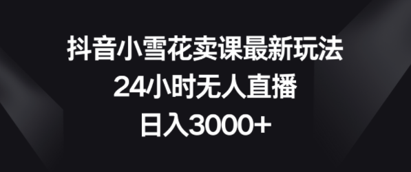 抖音小雪花卖课最新玩法，24小时无人直播，日入3000+【含软件素材】-独家科技资源网