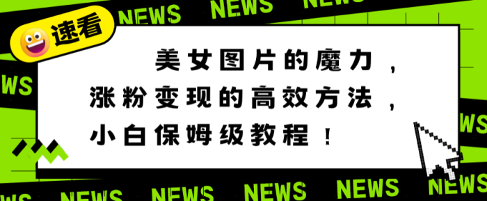 美女图片的魔力，涨粉变现的高效方法，小白保姆级教程！-独家科技资源网