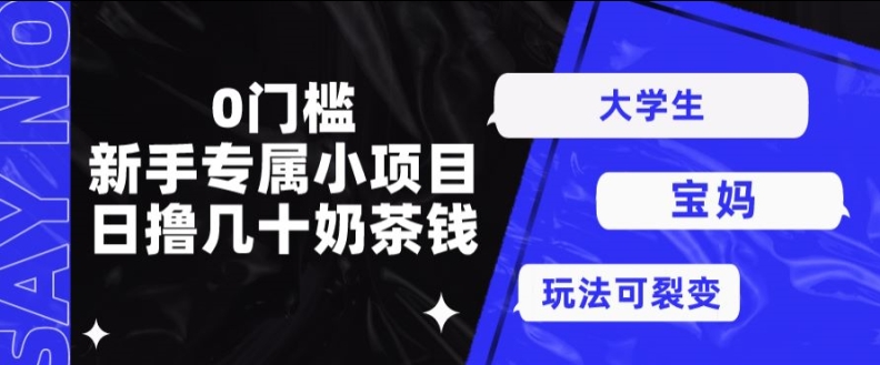 0门槛，新手专属小项目，日撸几十奶茶钱-独家科技资源网