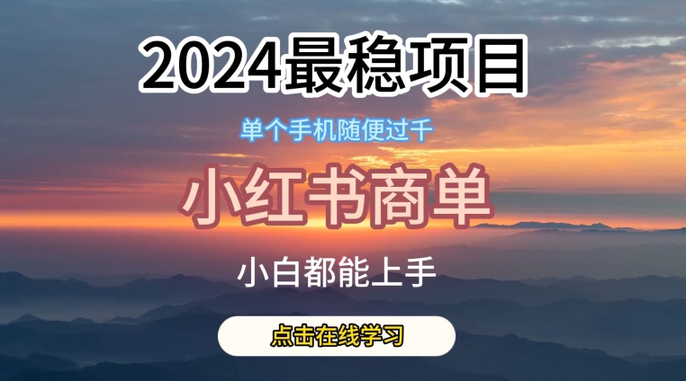 2024最稳蓝海项目，小红书商单项目，没有之一【揭秘】-独家科技资源网