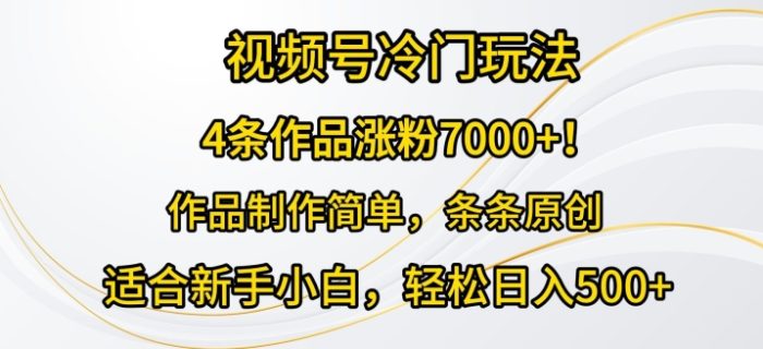 4条作品涨粉7000+，视频号冷门玩法，作品制作简单，条条原创-独家科技资源网