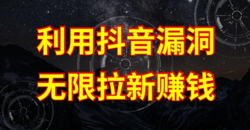 利用抖音链接漏洞，无限拉新赚钱【漏洞原理+操作流程】【揭秘】-独家科技资源网