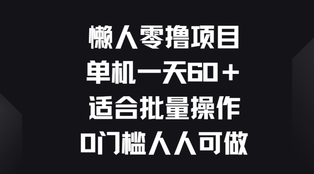 懒人零撸项目，单机一天60+适合批量操作，0门槛人人可做-独家科技资源网