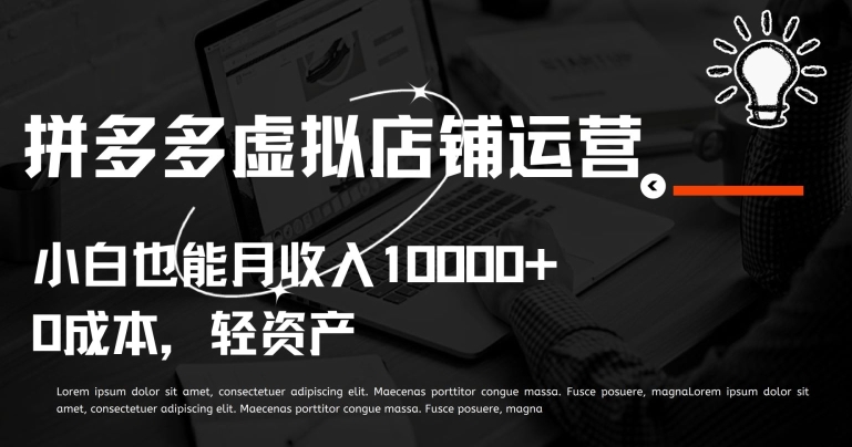 拼多多虚拟店铺运营小白也能月收入10000+【揭秘】-独家科技资源网