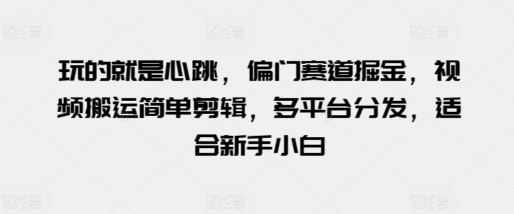 玩的就是心跳，偏门赛道掘金，视频搬运简单剪辑，多平台分发，适合新手小白【揭秘】-独家科技资源网