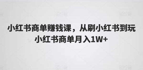 小红书商单赚钱课，从刷小红书到玩小红书商单月入1W+-独家科技资源网