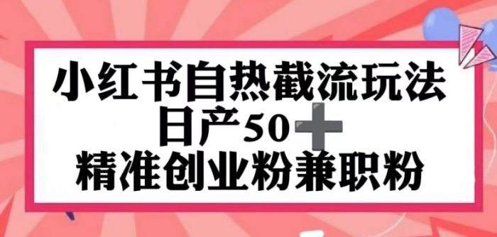 小红书自热截留玩法，日产50+精准创业粉兼职粉，轻松实现流量变现-独家科技资源网