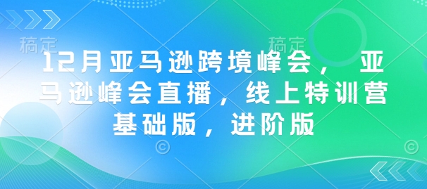 12月亚马逊跨境峰会， 亚马逊峰会直播，线上特训营基础版，进阶版-独家科技资源网