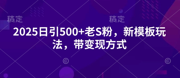 2025日引500+老S粉，新模板玩法，带变现方式-独家科技资源网