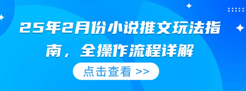 25年2月份小说推文玩法指南，全操作流程详解-独家科技资源网