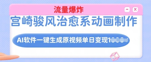 宫崎骏风治愈系动画制作，AI软件一键生成原创视频流量爆炸，单日变现多张，详细实操流程-独家科技资源网