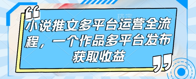 小说推文多平台运营全流程，一个作品多平台发布获取收益-独家科技资源网