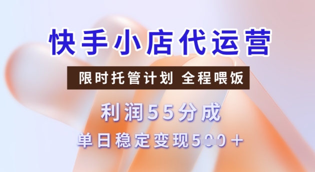 快手小店代运营3.0，模式新升级，收益55分，稳定单日5张【揭秘】-独家科技资源网