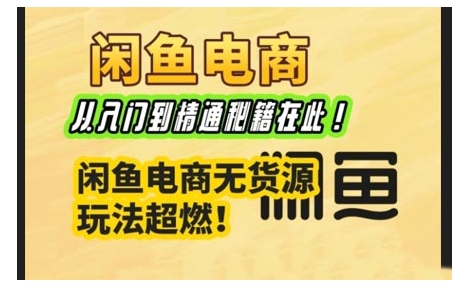 闲鱼电商实战课，从入门到精通秘籍在此，闲鱼电商无货源玩法超燃!-独家科技资源网