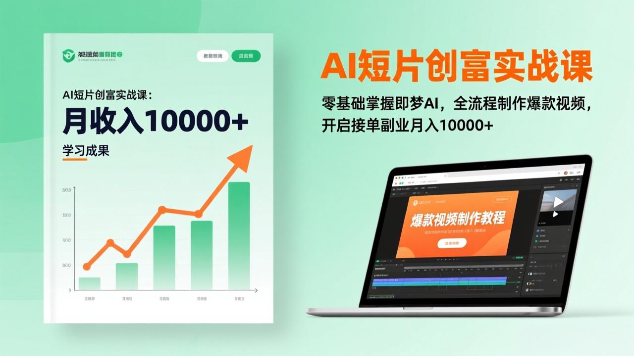 AI短片创富实战课:零基础掌握即梦AI,全流程制作爆款视频,开启接单副业月入10000+(更新-独家科技资源网