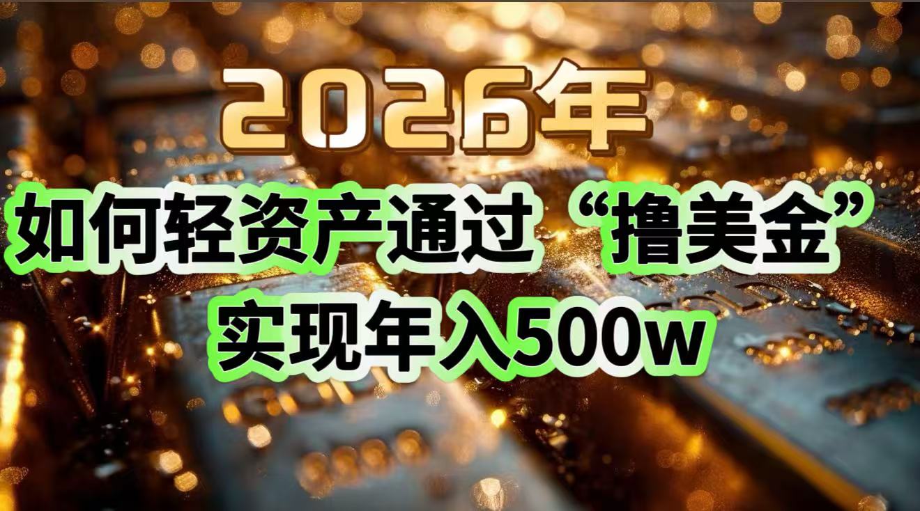 2026年如何轻资产通过“撸美金”实现年入500w-独家科技资源网