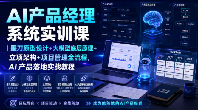 AI产品经理系统实训课|墨刀原型设计+大模型底层原理+立项架构+项目管理全流程,AI产品落地实战教程-独家科技资源网