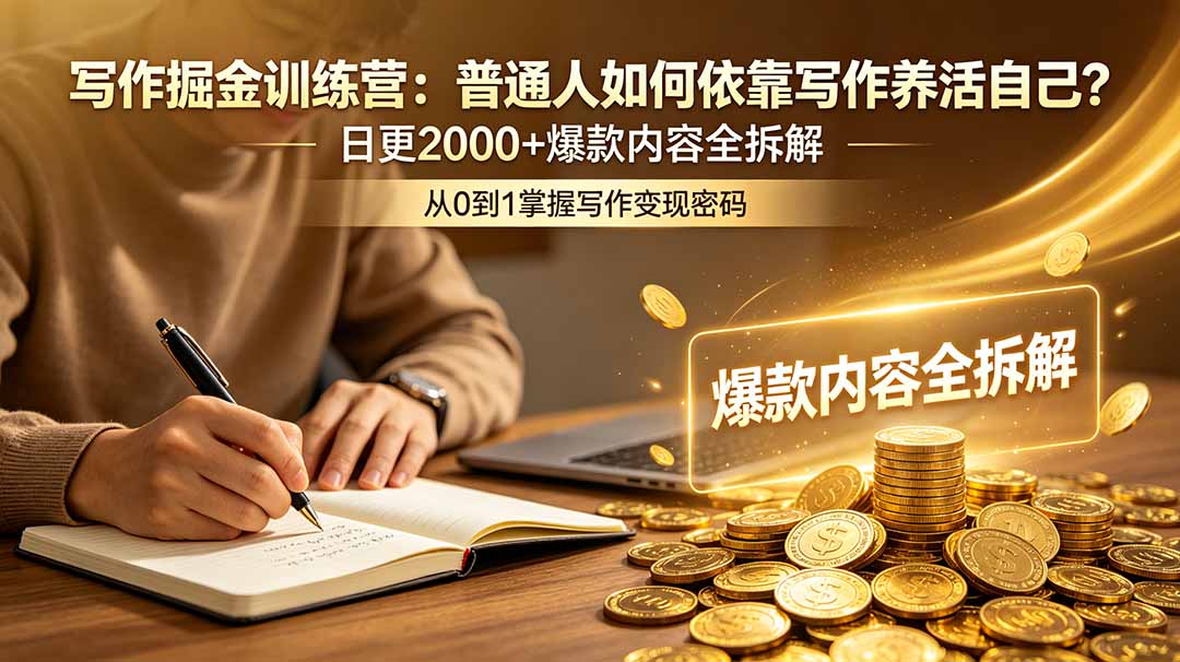 写作掘金训练营：普通人如何依靠写作养活自己？日更2000+爆款内容全拆解-独家科技资源网