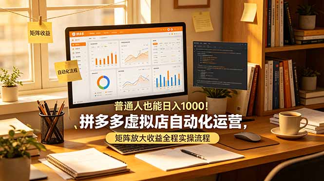 普通人也能日入 1000！拼多多虚拟店自动化运营，矩阵放大收益全程实操流程-独家科技资源网