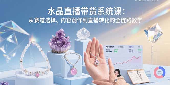 水晶直播带货系统课：从赛道选择、内容创作到直播转化的全链路教学-独家科技资源网