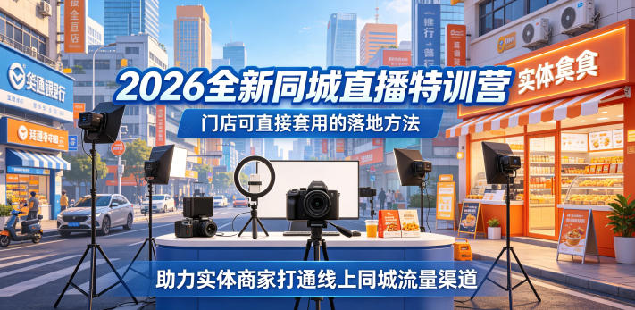2026全新同城直播特训营,门店可直接套用的落地方法,助力实体商家打通线上同城流量渠道-独家科技资源网