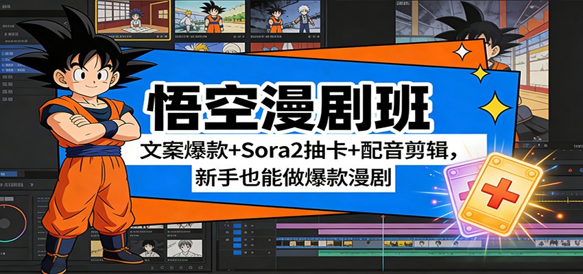 悟空漫剧班：文案爆款+Sora2抽卡+配音剪辑，新手也能做爆款漫剧-独家科技资源网