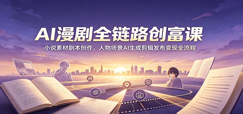 AI漫剧全链路创富课:小说素材剧本创作,人物场景AI生成剪辑发布变现全流程-独家科技资源网