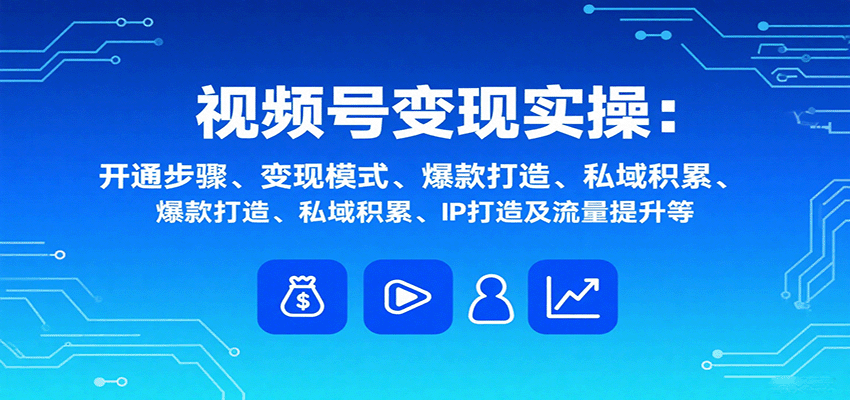 视频号变现实操，含开通步骤、变现模式、爆款打造、私域积累、IP打造及流量提升等-独家科技资源网