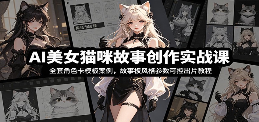AI美女猫咪故事创作实战课：全套角色卡模板案例，故事板风格参数可控出片教程-独家科技资源网