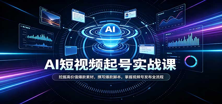 短视频AI起号实战课：挖掘高价值爆款素材，撰写爆款脚本，掌握视频号发布全流程-独家科技资源网