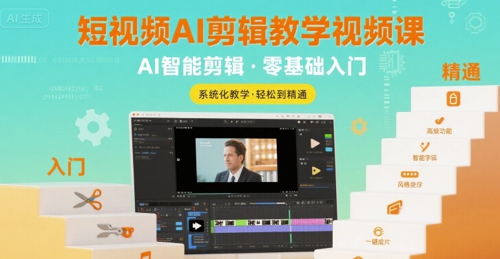 短视频AI剪辑教学视频课，入门到精通-独家科技资源网
