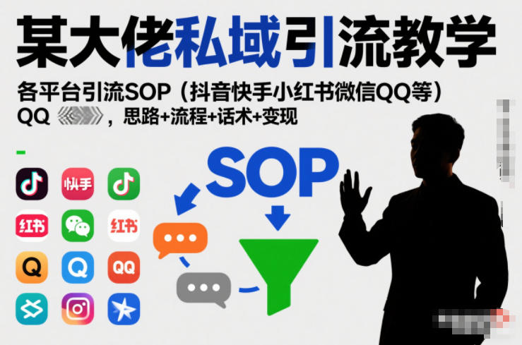 某大佬私域引流教学,各平台引流SOP(抖音快手小红书微信QQ等),思路+流程+话术+变现(更新0708)-独家科技资源网