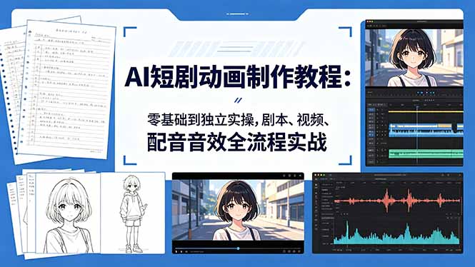 AI短剧动画制作教程：零基础到独立实操，剧本、视频、配音音效全流程实战-独家科技资源网