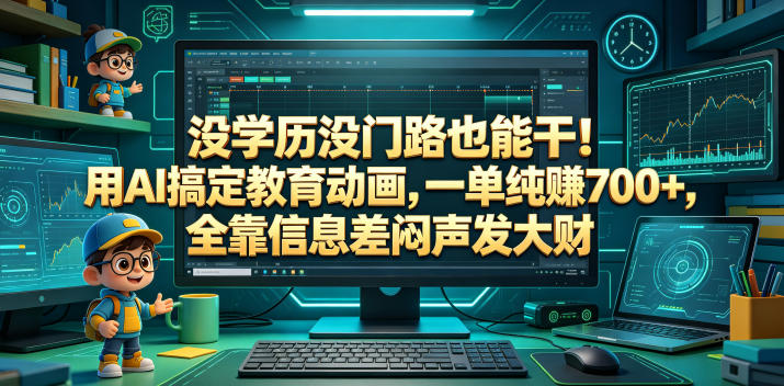 没学历没门路也能干!用AI搞定教育动画,一单纯賺700+,全靠信息差闷声发大财【揭秘】-独家科技资源网