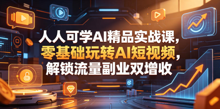 人人可学AI精品实战课,零基础玩转AI短视频,解锁流量副业双增收-独家科技资源网
