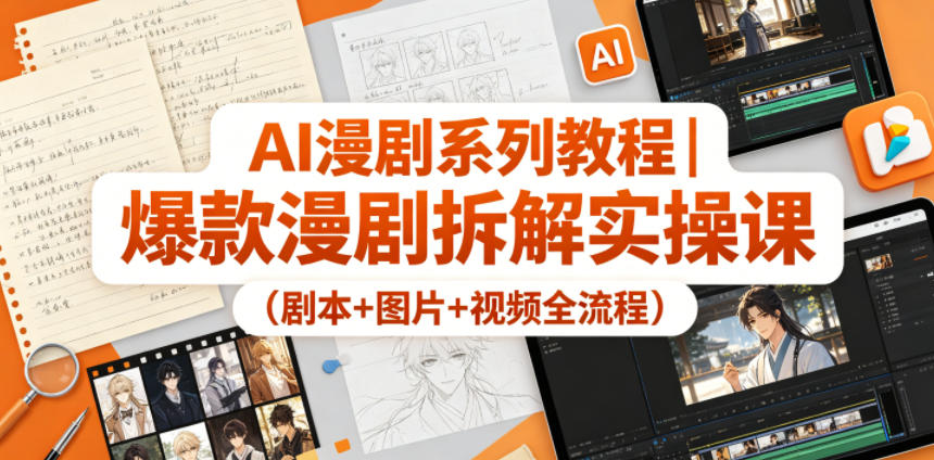 AI漫剧系列教程|爆款漫剧拆解实操课(剧本+图片+视频全流程)-独家科技资源网