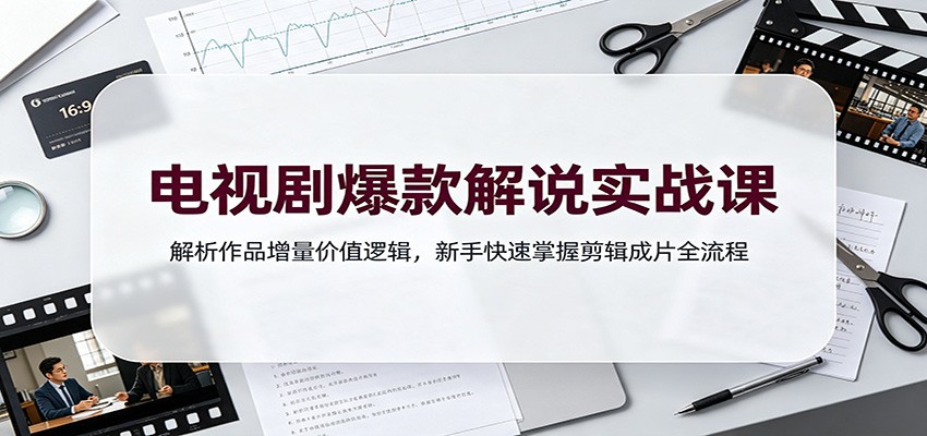 电视剧爆款解说实战课：解析作品增量价值逻辑，新手快速掌握剪辑成片全流程-独家科技资源网