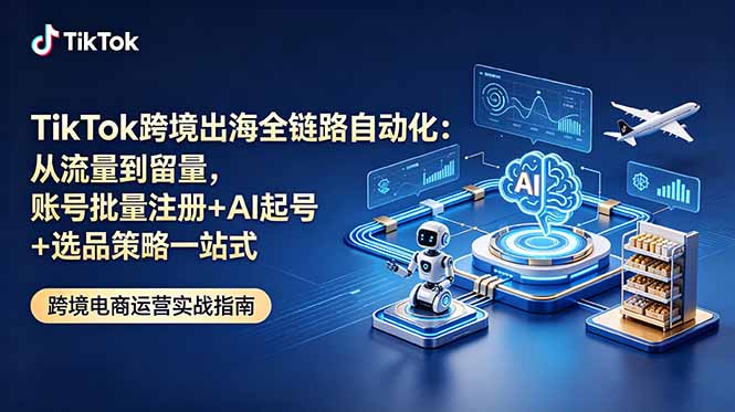 TikTok跨境出海全链路自动化:从流量到留量,账号批量注册+AI起号+选品策略一站式-独家科技资源网