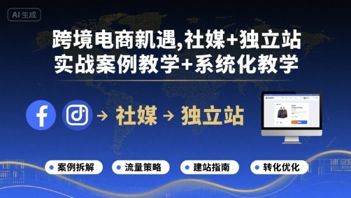 跨境电商新机遇，社媒+独立站，实战案例教学+系统化教学-独家科技资源网