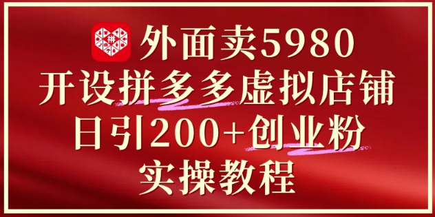 外面卖5980开设拼多多虚拟店铺：单日引流200+创业付费粉实战教程-独家科技资源网