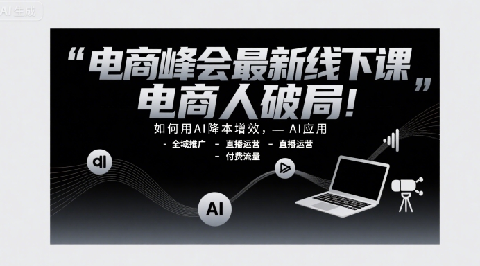 电商峰会最新线下课，电商人破局，如何用AI降本增效，AI应用-全域推广-直播运营-付费流量-独家科技资源网