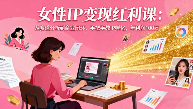 女性IP变现红利课：从赛道分析到商业闭环，手把手教IP孵化，年利润100万-独家科技资源网