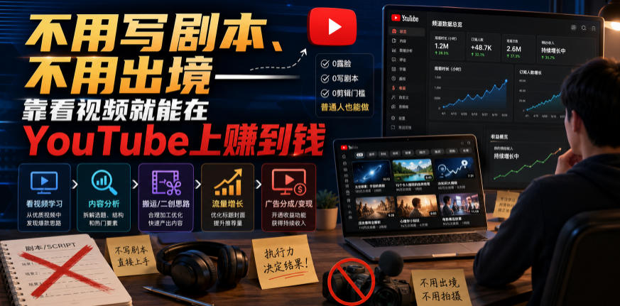 不用写剧本、不用出境——靠看视频就能在YouTube上賺到钱【原创双语字幕】-独家科技资源网