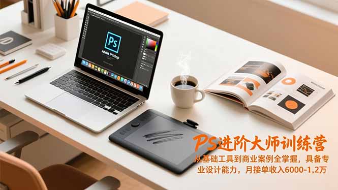 PS进阶大师训练营，从基础工具到商业案例全掌握，具备专业设计能力，月接单收入6000-1.2万-独家科技资源网