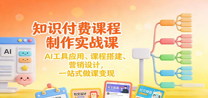 知识付费课程制作实战课：AI工具应用 、课程搭建、营销设计，一站式做课变现-独家科技资源网